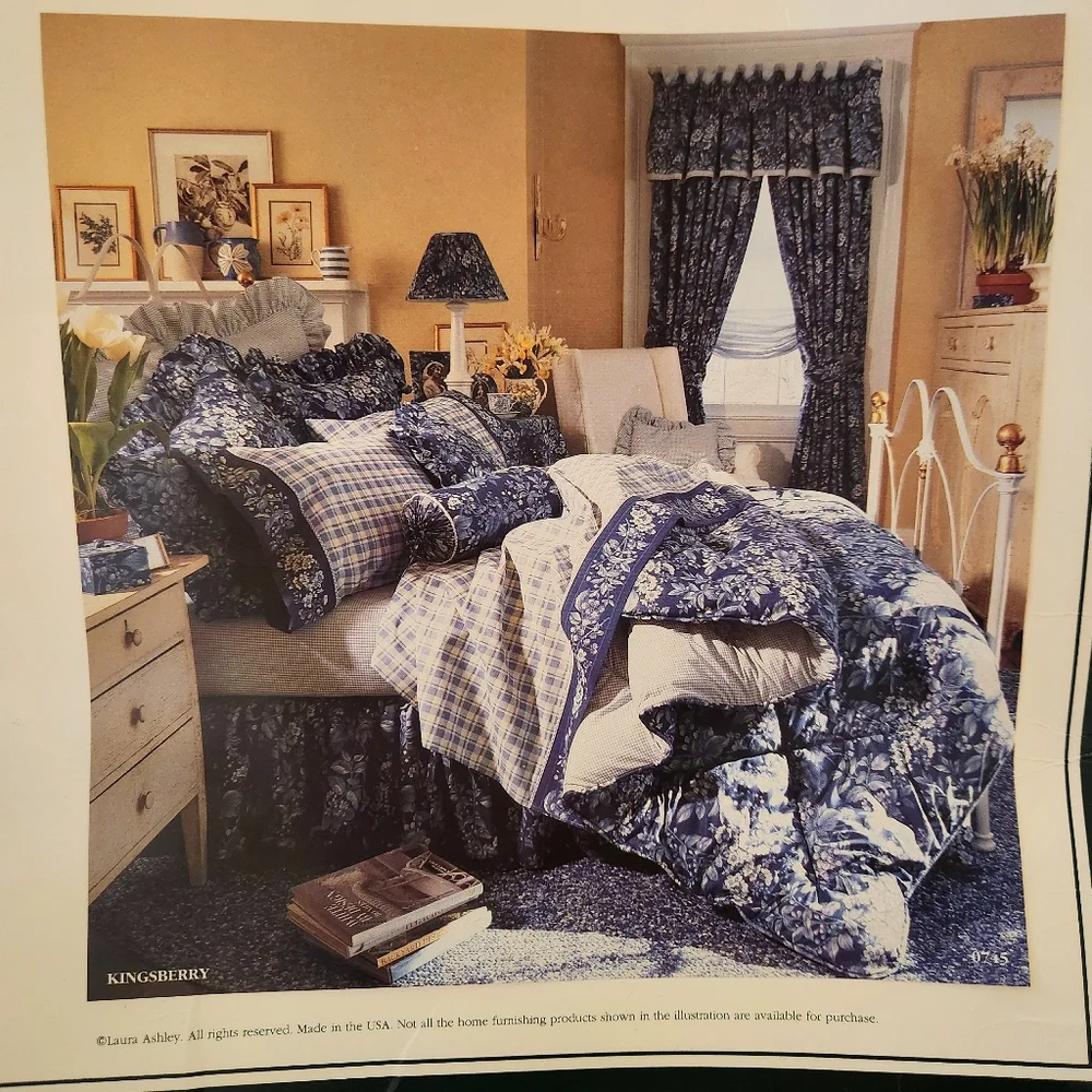 NWT Laura Ashley Kingsberry King Duvet Cover Blue Floral Vintage English Cottage